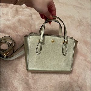 Tory Burch Emerson Metallic Mini Top Zip Tote